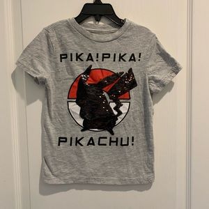Kids XS Pokémon Pikachu color changing sequin Tshirt Back To School Casual